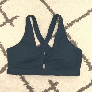 Fabletics padded strappy blue sports bra size M